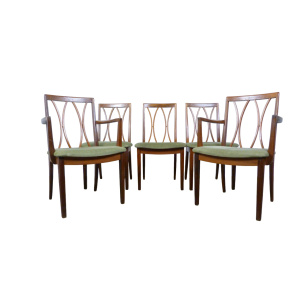 Set of Five G Plan Teak Dining Chairs Inc 2 Carvers
