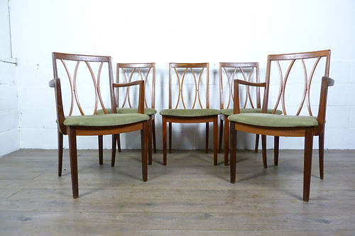 Set of Five G Plan Teak Dining Chairs Inc 2 Carvers
