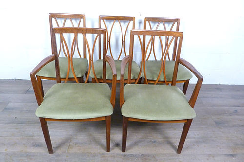 Set of Five G Plan Teak Dining Chairs Inc 2 Carvers