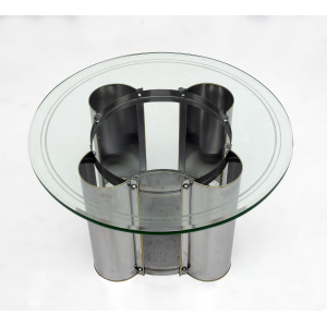 Mid-Century Modern Italian Steel and Glass Round Coffee Table, 1970s
