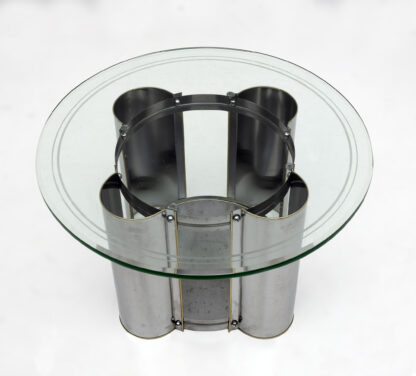 Mid-Century Modern Italian Steel and Glass Round Coffee Table, 1970s - Image 3