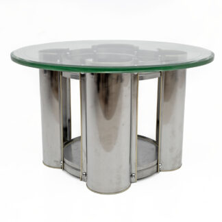 Mid-Century Modern Italian Steel and Glass Round Coffee Table, 1970s