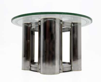 Mid-Century Modern Italian Steel and Glass Round Coffee Table, 1970s - Image 4