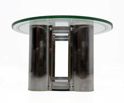 Mid-Century Modern Italian Steel and Glass Round Coffee Table, 1970s - Image 5