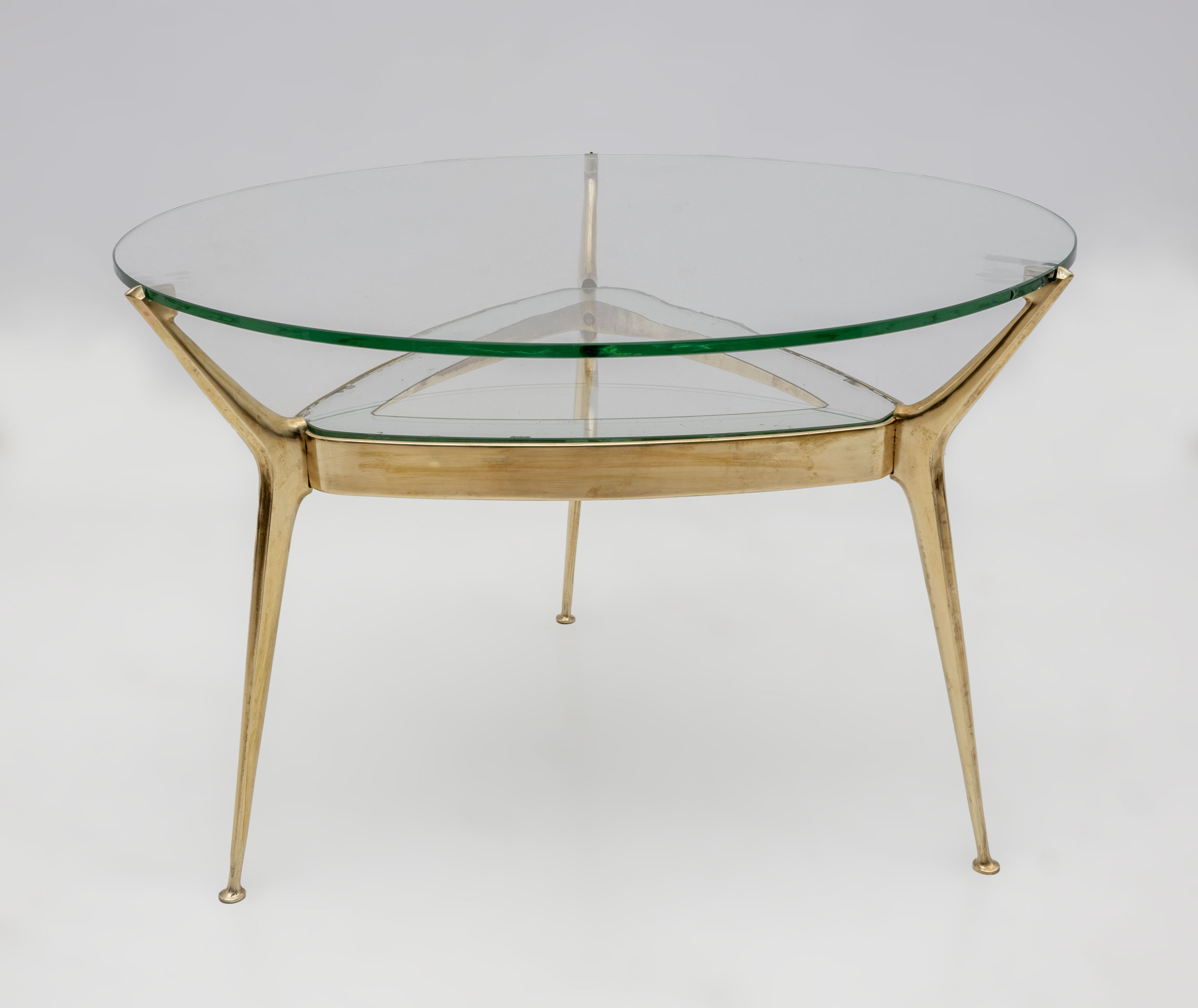 Cesare Lacca Italian Bronze and Glass Coffee table by Fontana Arte, 1950s
