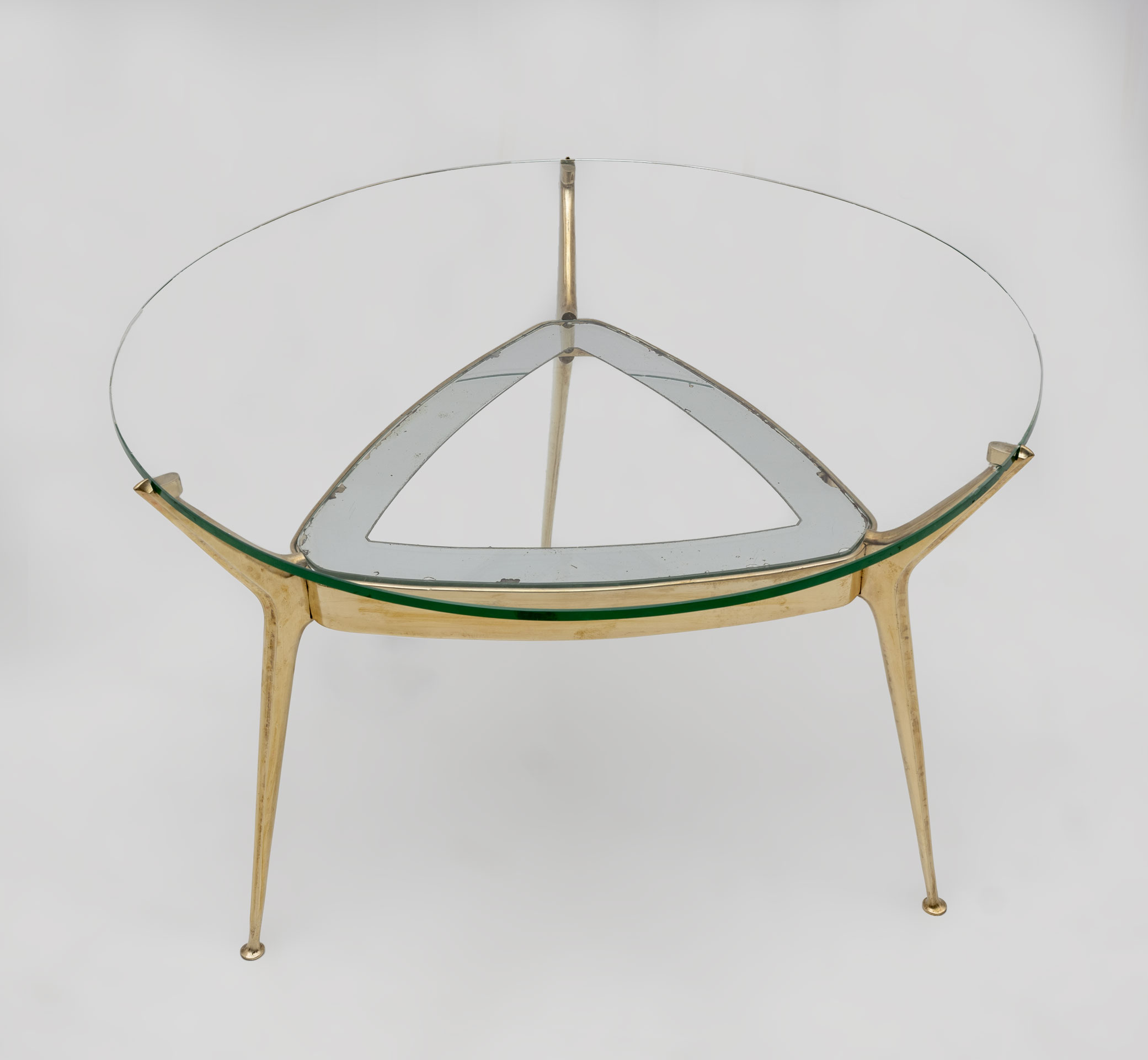 Cesare Lacca Italian Bronze and Glass Coffee table by Fontana Arte, 1950s