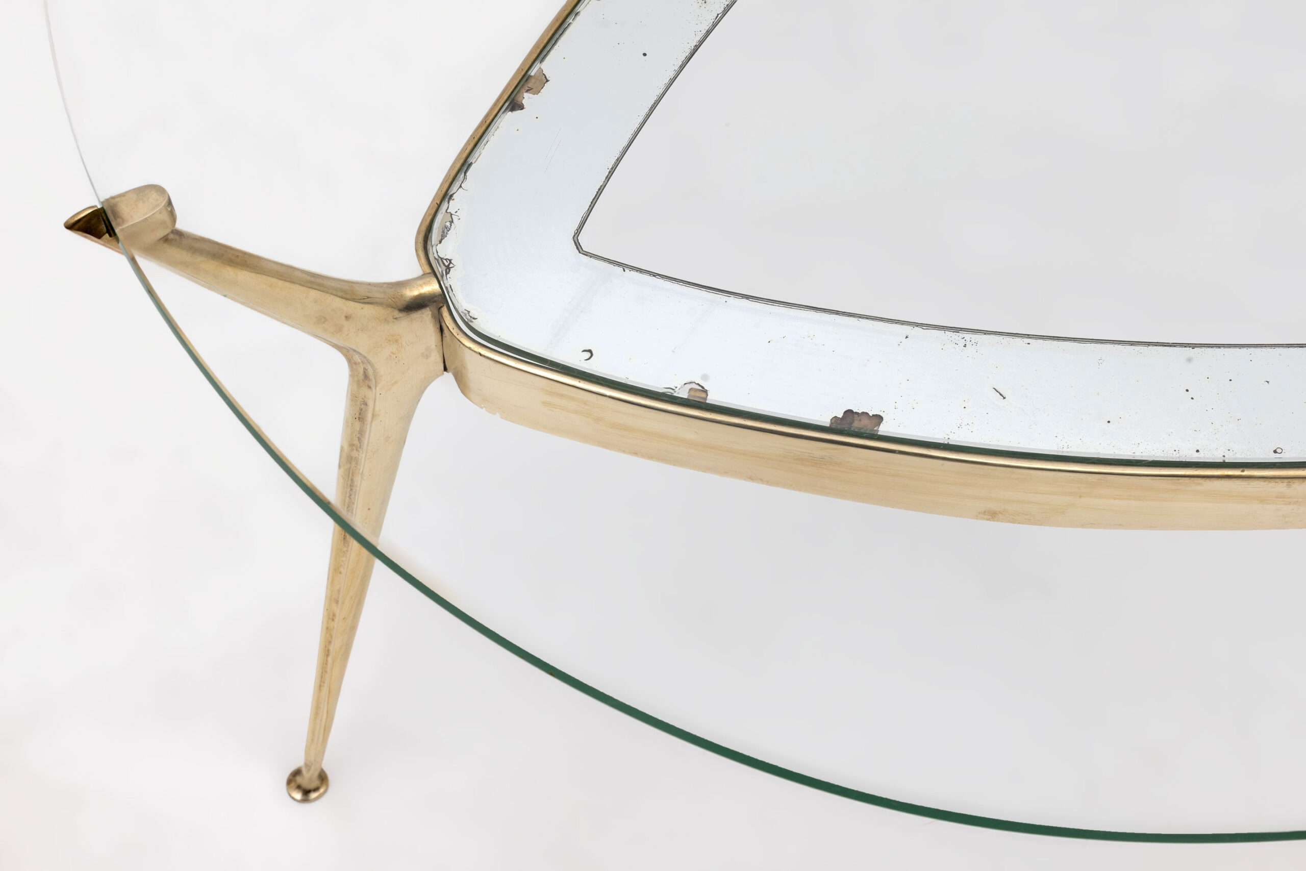Cesare Lacca Italian Bronze and Glass Coffee table by Fontana Arte, 1950s
