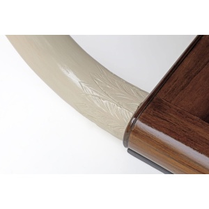 Art Deco Italian Walnut and Top Glass Table with Elephant Tusk Legs, 30s