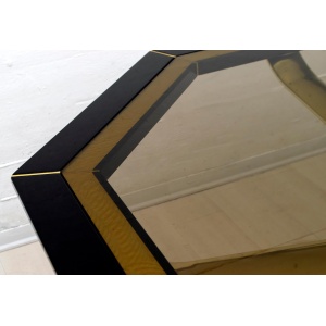 Pierre Cardin Octagonal Dining Table Black Lacquer with Brass Inserts and Base