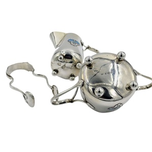 Antique Art Nouveau Solid Silver Bachelor Cream Jug Sugar Bowl & Tong