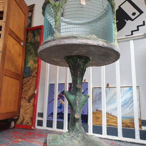 Antique Faux Bois Belgian Aviary Decorative Garden Ornament/Statue