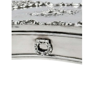 Antique Large Solid Silver Jewellery Box on Legs with Cherubs Decor