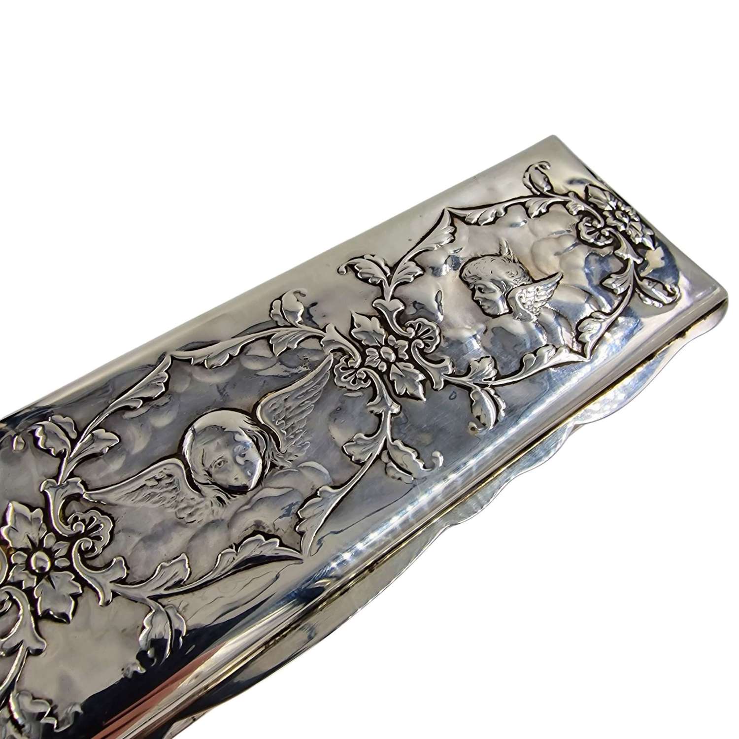 Antique Silver Box Very Large Art Nouveau Reynolds Angels Box Solid 26