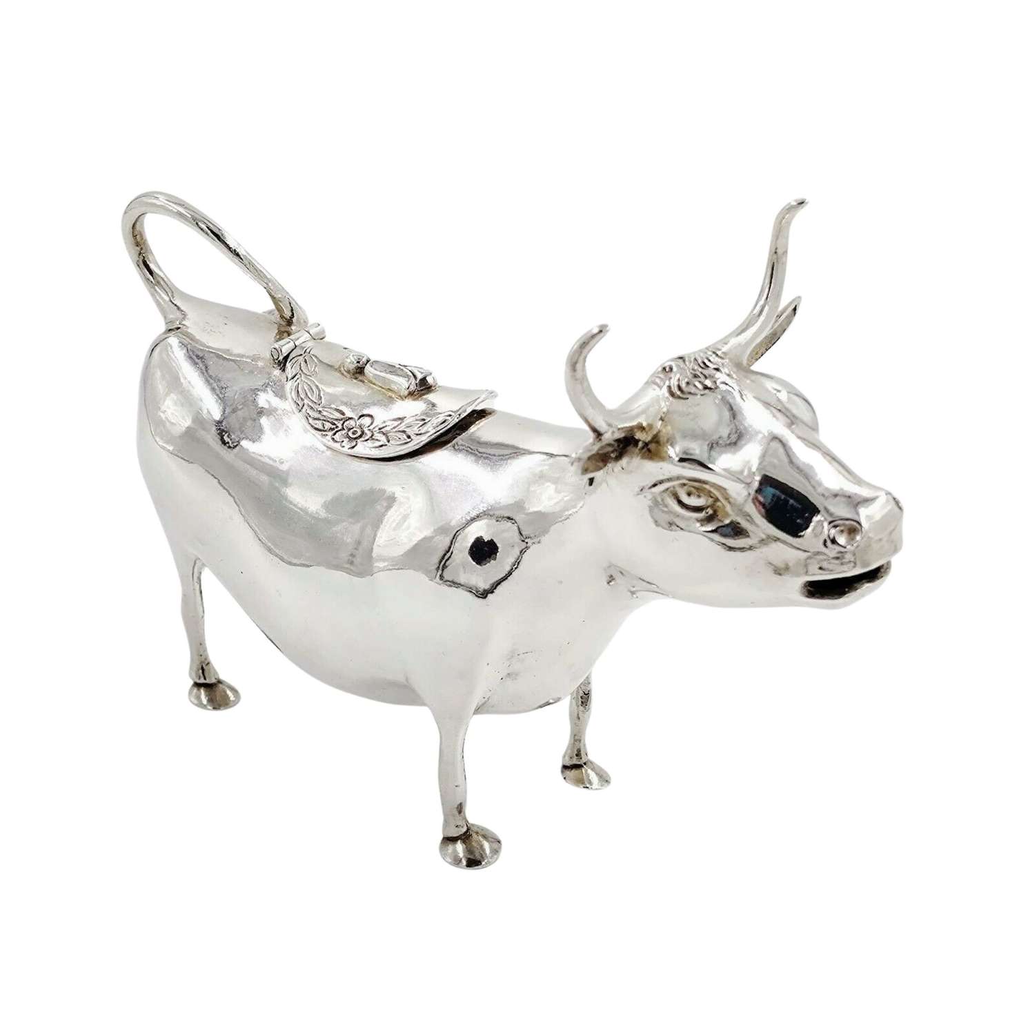 Antique Silver Cow Creamer Solid Sterling Simon Rosenau c1900