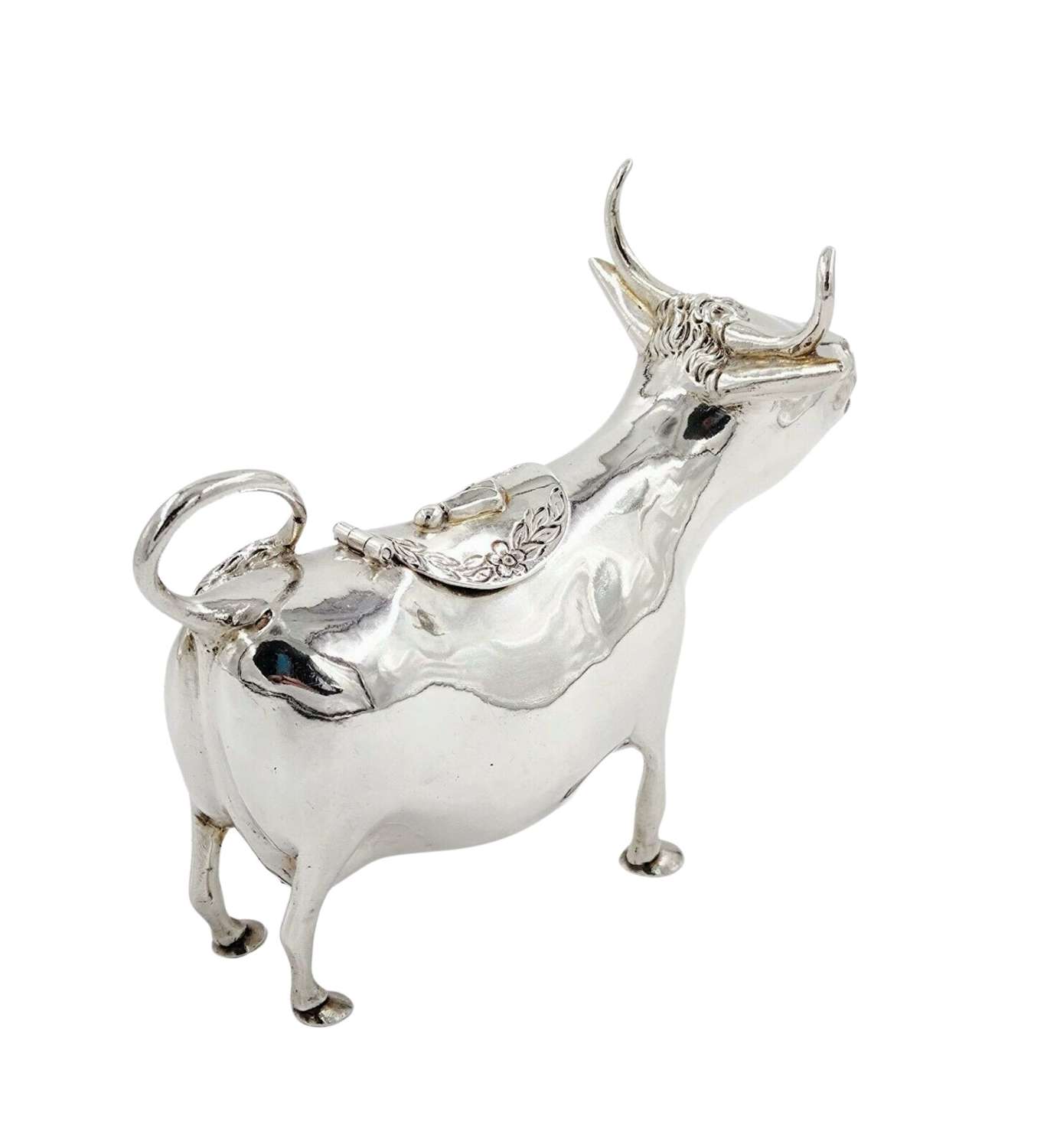 Antique Silver Cow Creamer Solid Sterling Simon Rosenau c1900