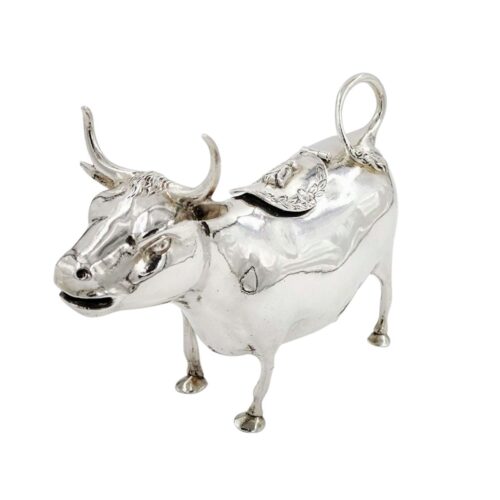 Antique Silver Cow Creamer Solid Sterling Simon Rosenau c1900