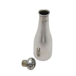 Antique Silver Pepperette Rare Champagne Bottle Pepper Solid 1888