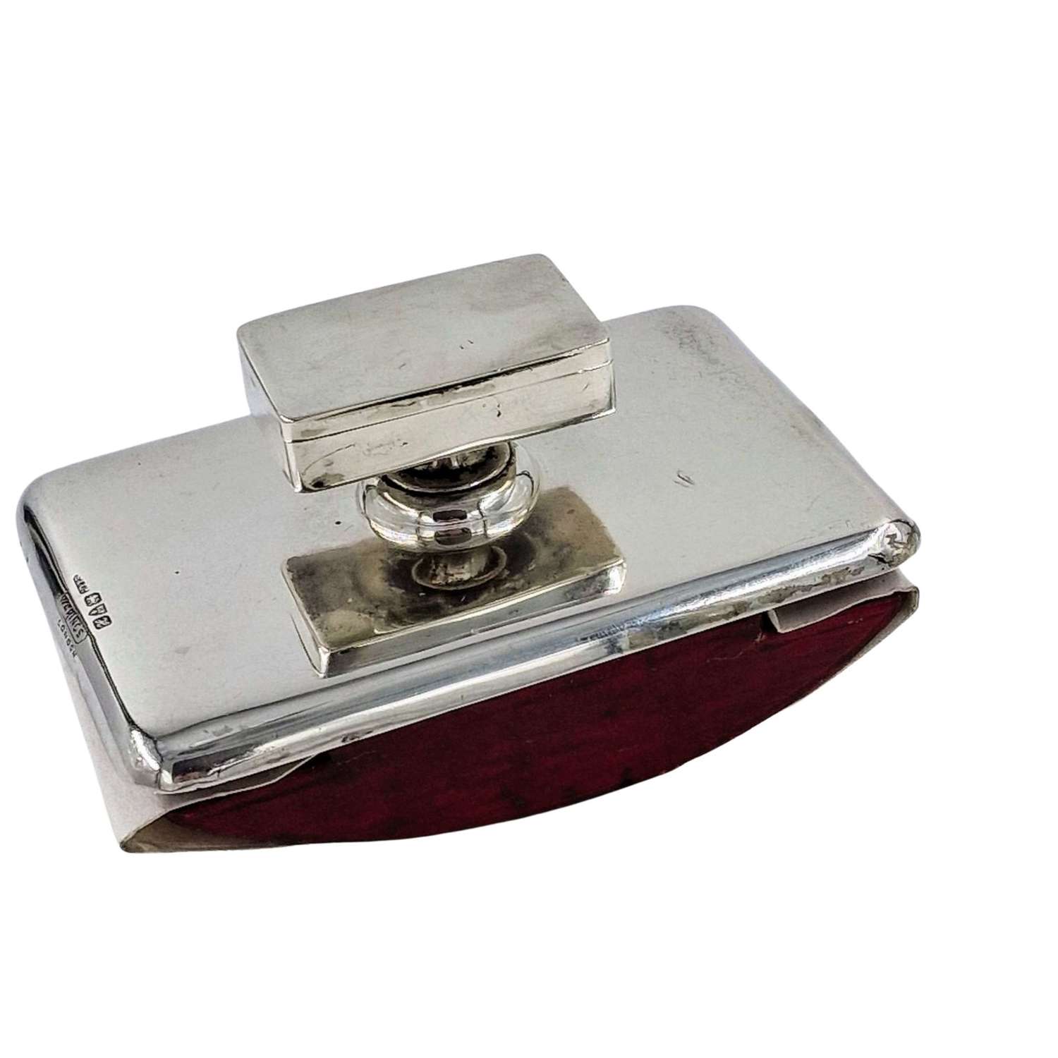 Antique Silver Stamp Case and Desk Blotter Solid Sterling 1908