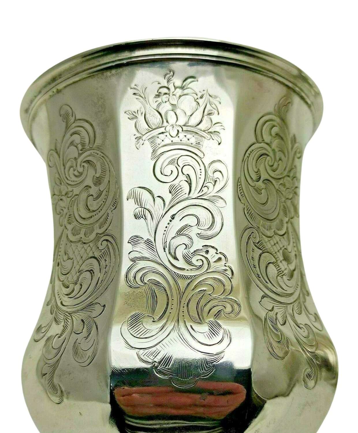 Antique Solid Silver Large Chalice Cup & Cover 1844 391g 25cm 1 Pint