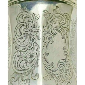 Antique Solid Silver Large Chalice Cup & Cover 1844 391g 25cm 1 Pint