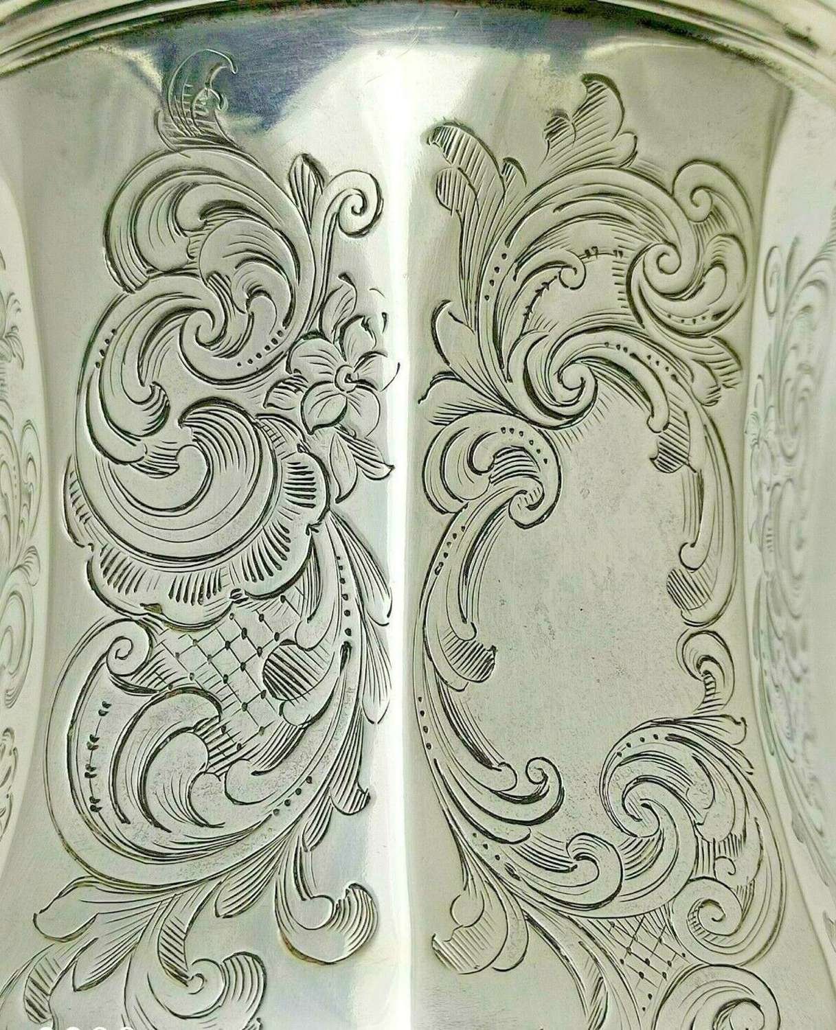 Antique Solid Silver Large Chalice Cup & Cover 1844 391g 25cm 1 Pint
