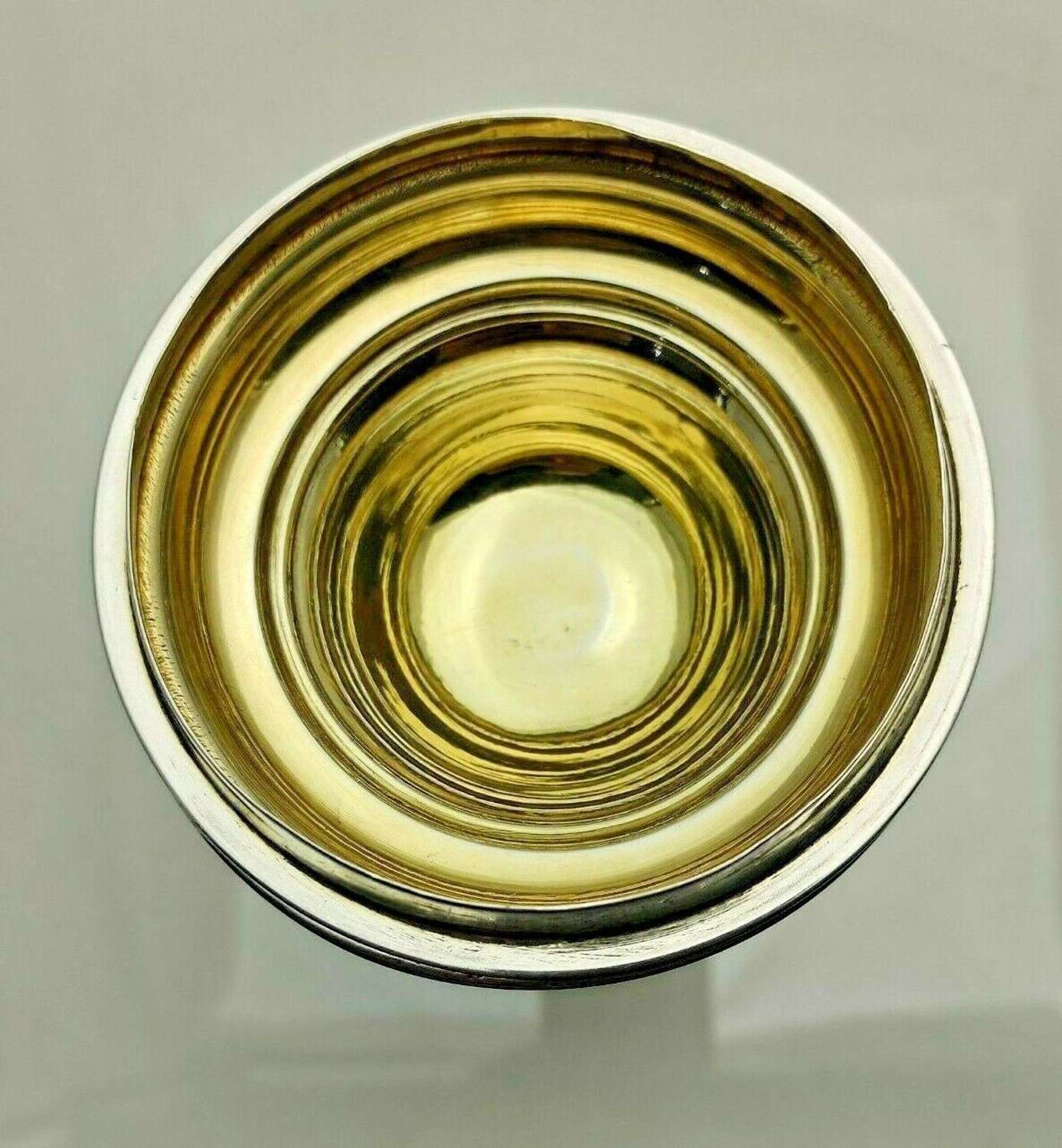 Antique Solid Silver Large Chalice Cup & Cover 1844 391g 25cm 1 Pint