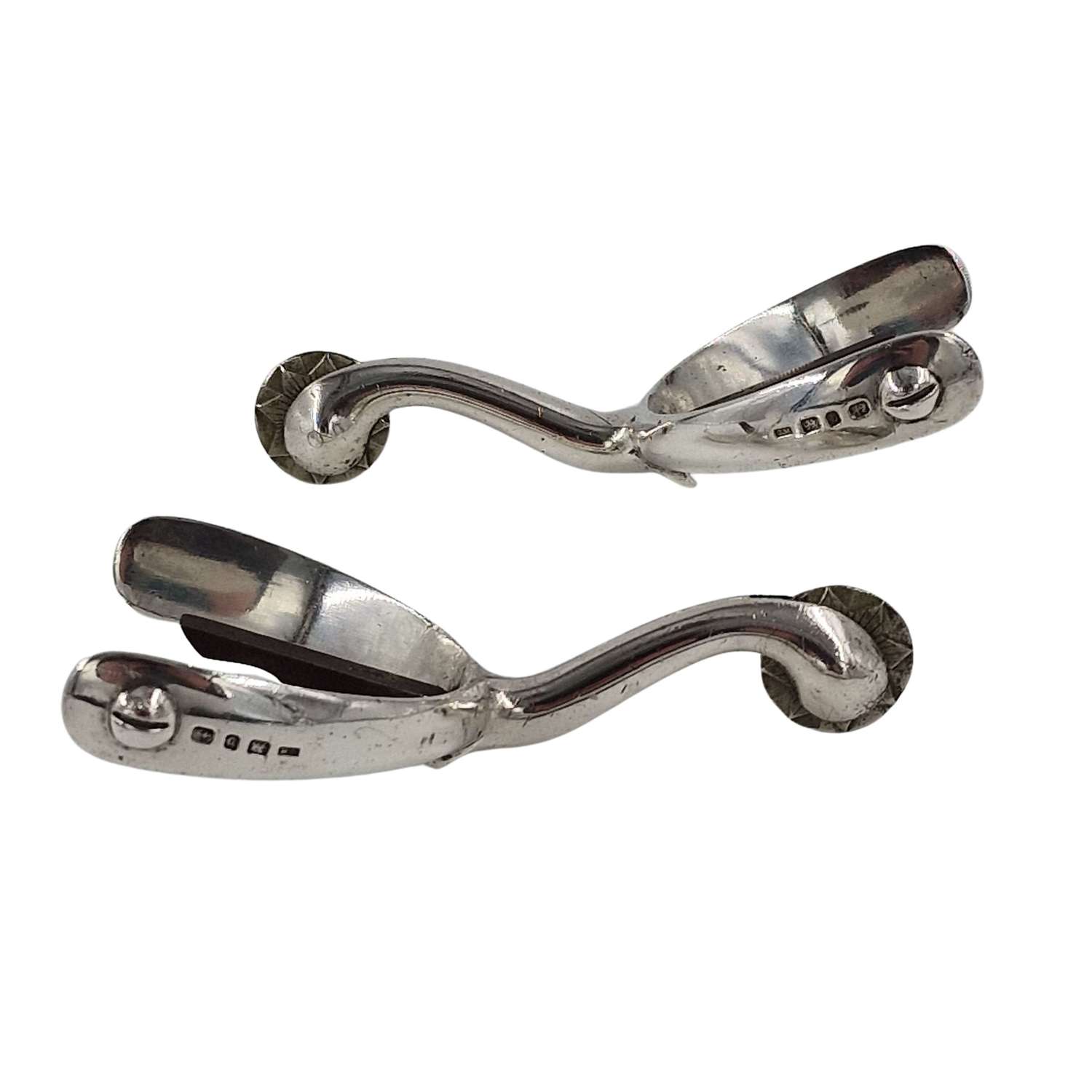 Antique Solid Silver Spurs Pair For Riding Boots 1898