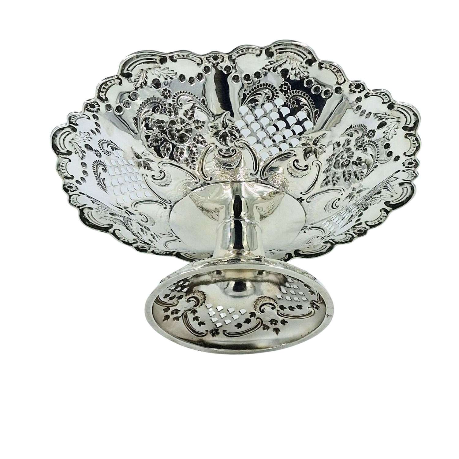 Antique Solid Silver Stunning Comport 1898 Dish Bowl