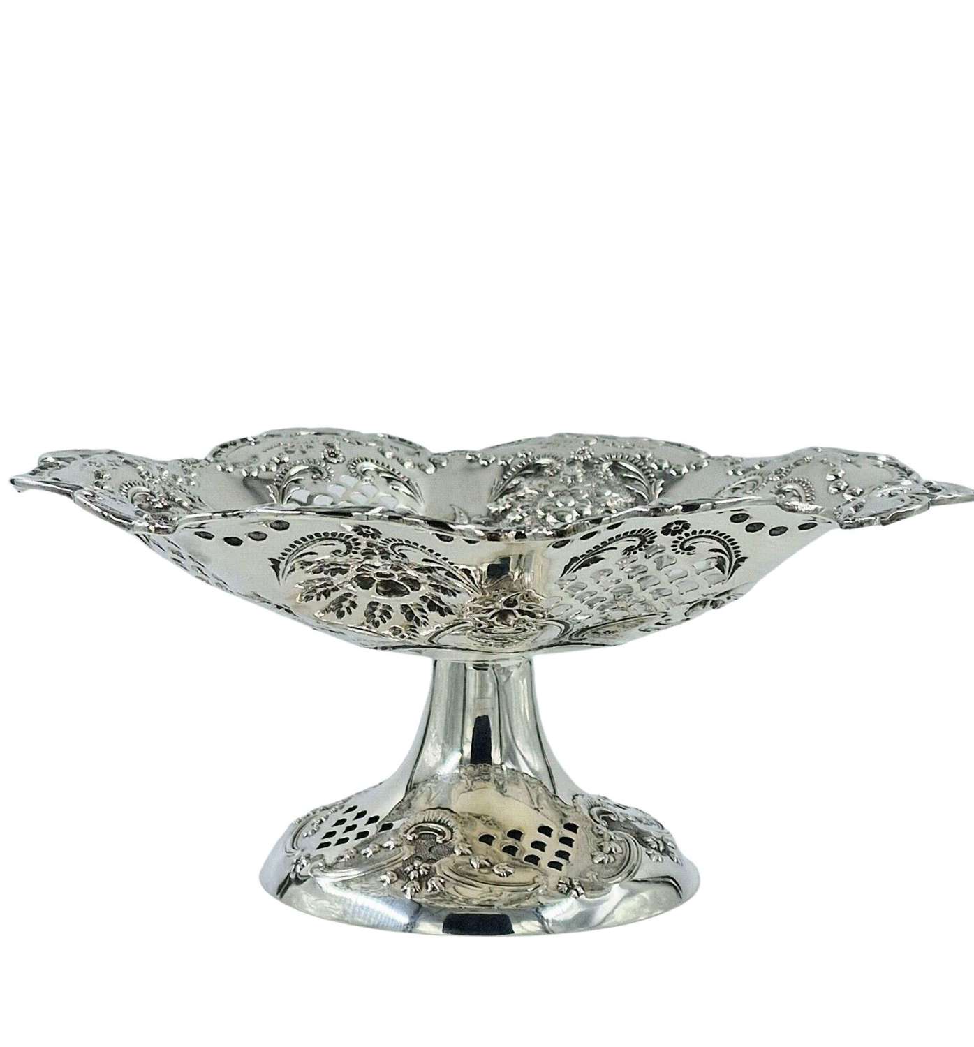 Antique Solid Silver Stunning Comport 1898 Dish Bowl