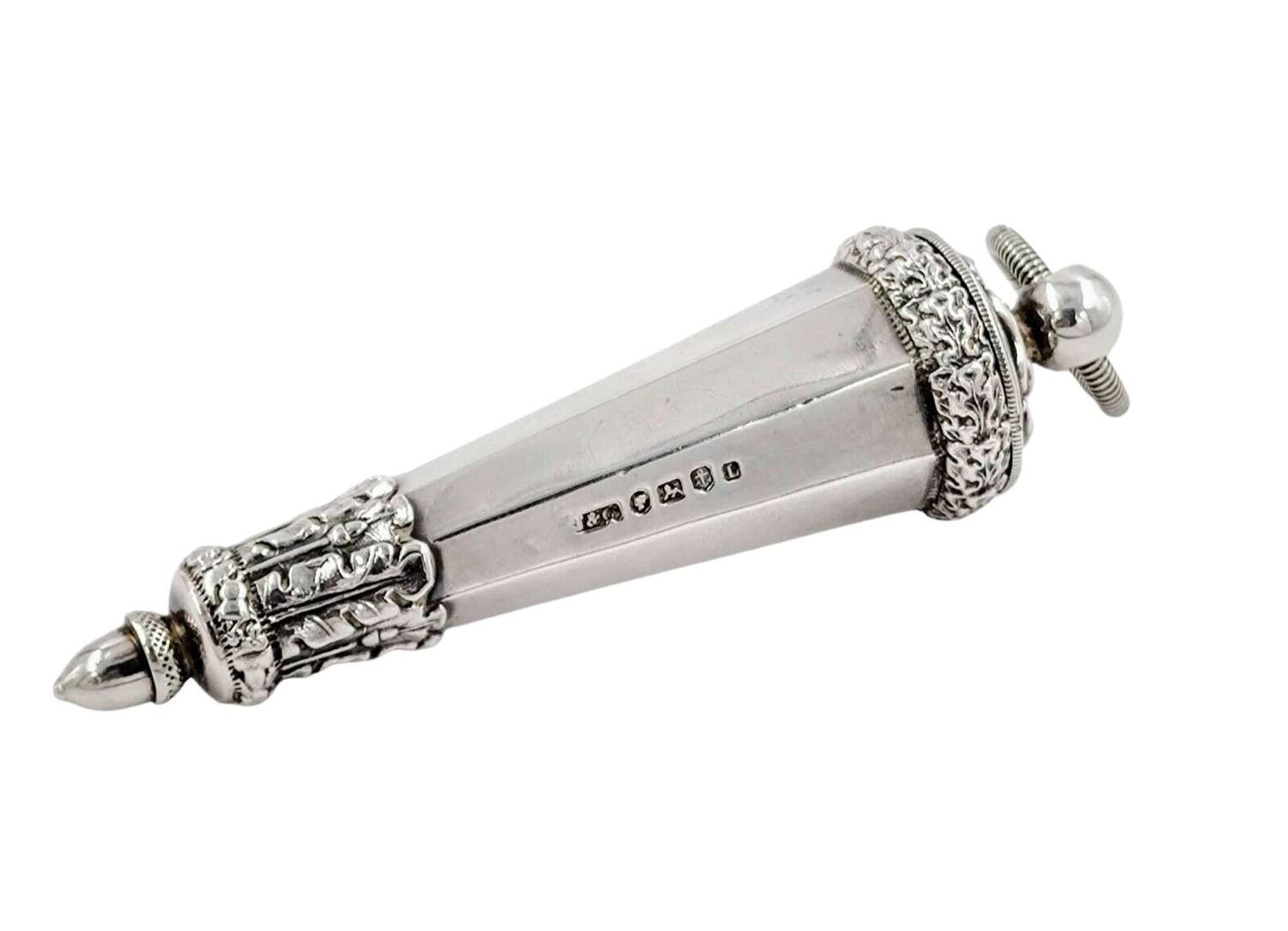 Antique Solid Silver Whistle in Sheath 1860