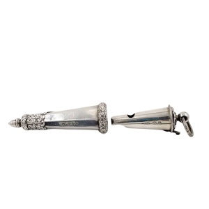 Antique Solid Silver Whistle in Sheath 1860