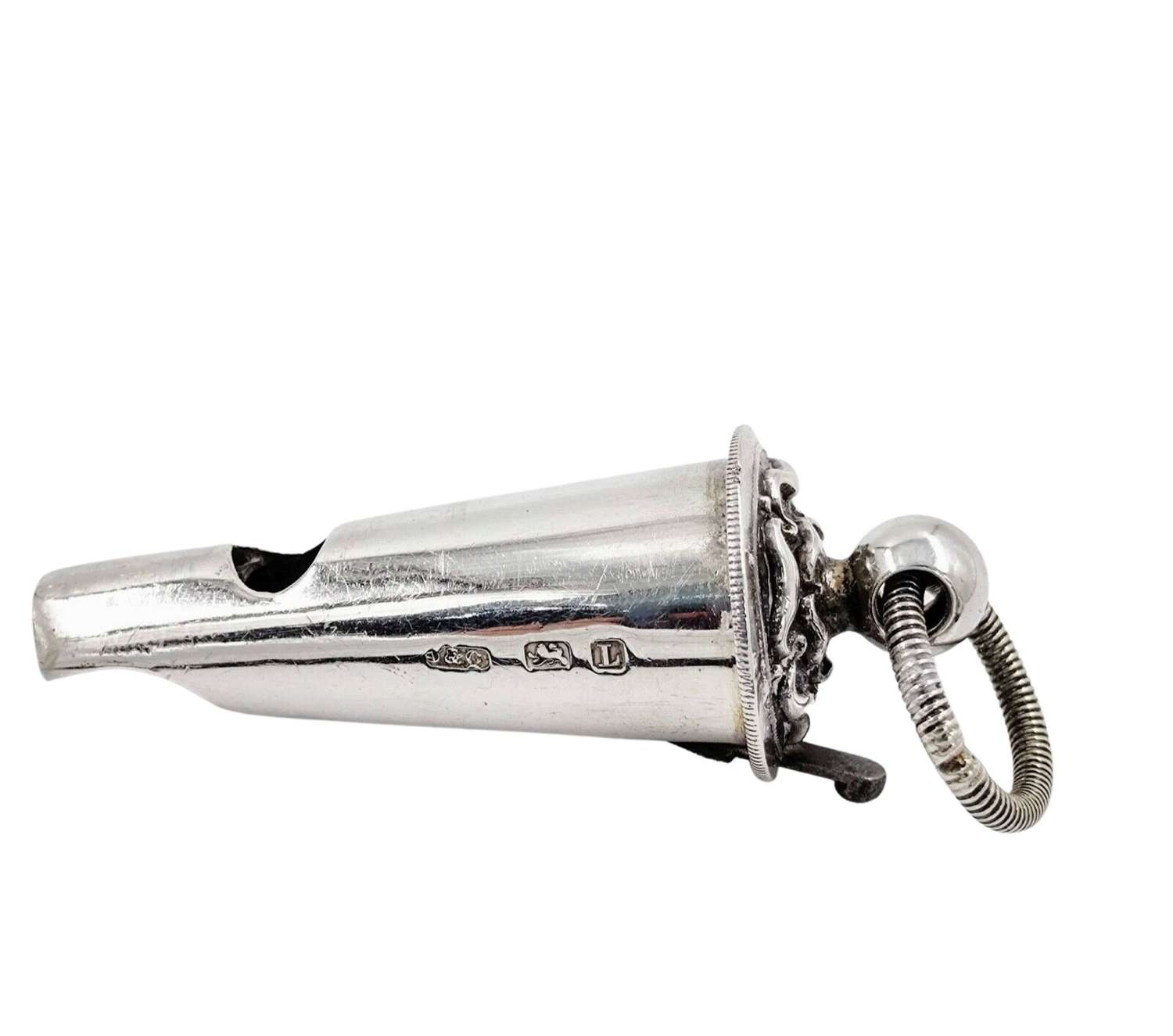Antique Solid Silver Whistle in Sheath 1860
