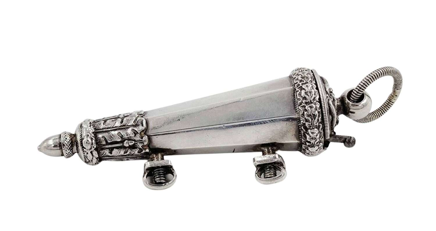 Antique Solid Silver Whistle in Sheath 1860