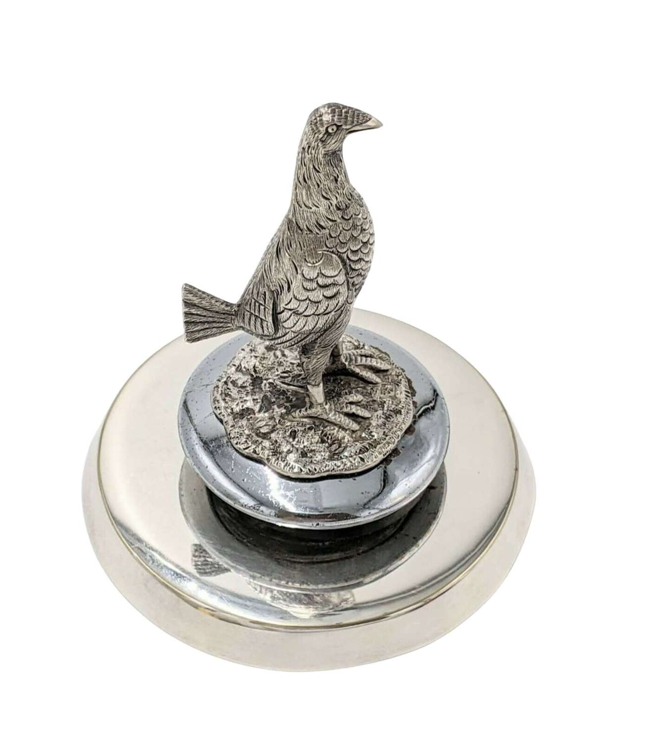 Art Deco Car Mascot Solid Silver Fighting Cock Radiator Cap Stand 1926