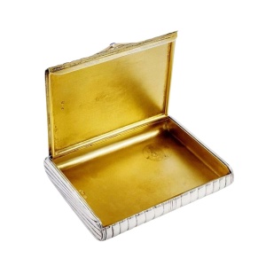Art Deco Solid Silver & 14k Gold Russian Case Faberge Antique