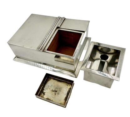 Art Deco Solid Silver Box Ashtray Match Strike Vesta Combination - Image 3