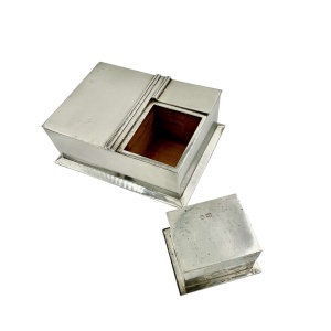 Art Deco Solid Silver Box Ashtray Match Strike Vesta Combination