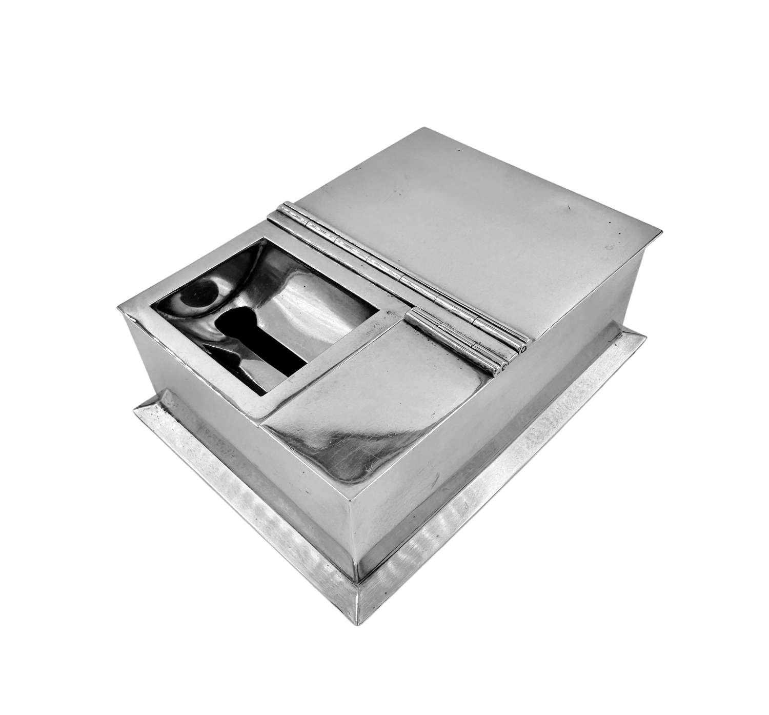 Art Deco Solid Silver Box Ashtray Match Strike Vesta Combination