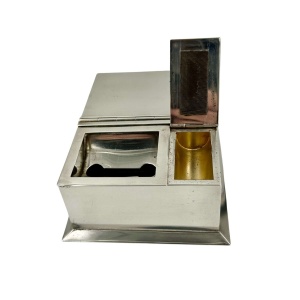 Art Deco Solid Silver Box Ashtray Match Strike Vesta Combination
