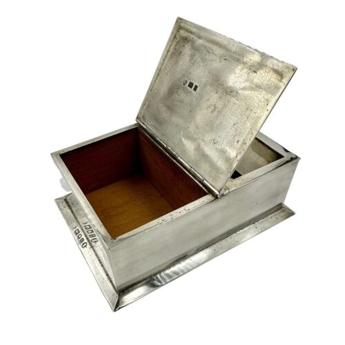 Art Deco Solid Silver Box Ashtray Match Strike Vesta Combination