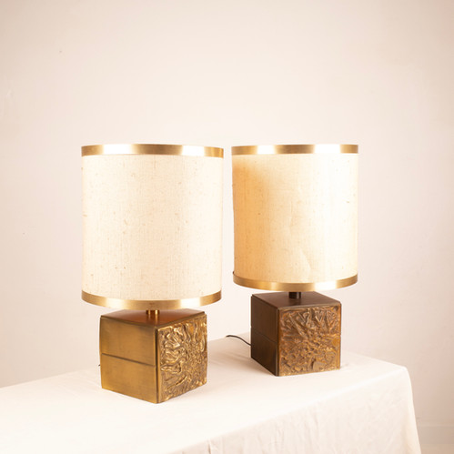 Pair of Brutalist Lamps "Colette" by Luciano Frigerio for Frigerio di Desio