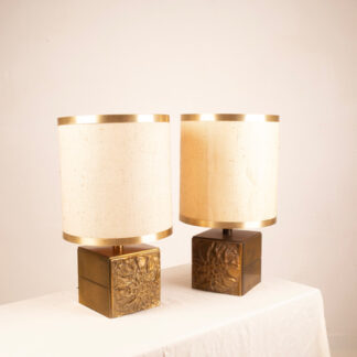 Pair of Brutalist Lamps "Colette" by Luciano Frigerio for Frigerio di Desio