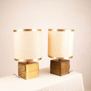 Pair of Brutalist Lamps "Colette" by Luciano Frigerio for Frigerio di Desio
