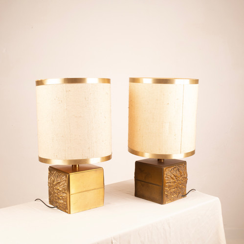 Pair of Brutalist Lamps "Colette" by Luciano Frigerio for Frigerio di Desio