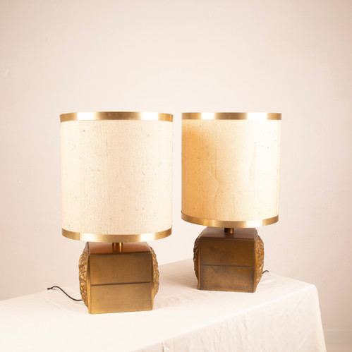 Pair of Brutalist Lamps "Colette" by Luciano Frigerio for Frigerio di Desio
