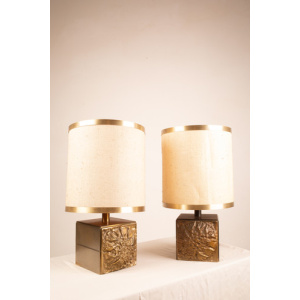 Pair of Brutalist Lamps "Colette" by Luciano Frigerio for Frigerio di Desio