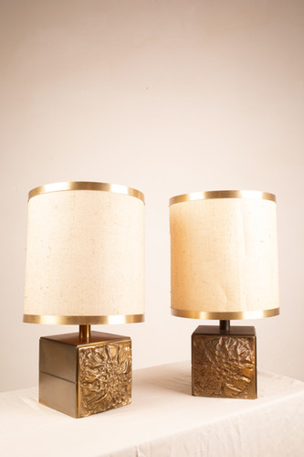 Pair of Brutalist Lamps "Colette" by Luciano Frigerio for Frigerio di Desio