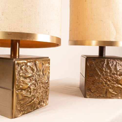 Pair of Brutalist Lamps "Colette" by Luciano Frigerio for Frigerio di Desio