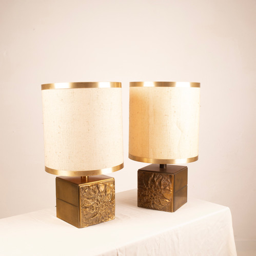 Pair of Brutalist Lamps "Colette" by Luciano Frigerio for Frigerio di Desio