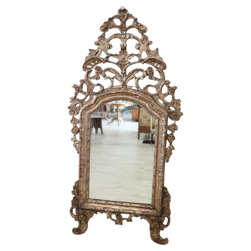 Antique Carved and Gilded Wood Wall Mirror